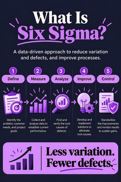Six Sigma infographic with five process improvement steps