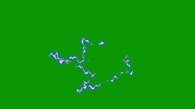 Blue electric energy ring portal with luminous plasma sparks, rotating lightning bolts, glowing circular frame and futuristic sci-fi power effect isolated on green background 4k video