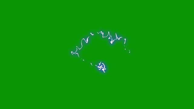 Neon plasma ring animation with blue electric lightning, glowing energy sparks, futuristic sci-fi portal effect, transparent style motion and powerful luminous discharge on green background 4k