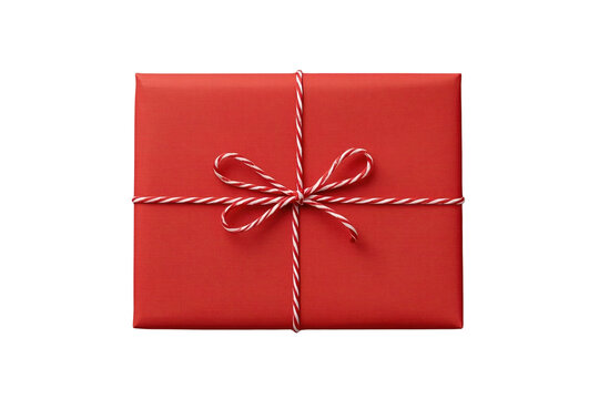 Stylized red parcel tied with string stock element isolated with clean edges