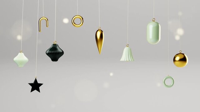 Minimal christmas ornaments with gentle swing seamless loop background