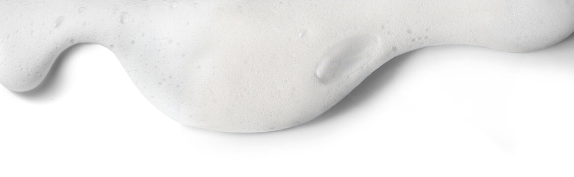 White soap foam, suds of detergent or shampoo.