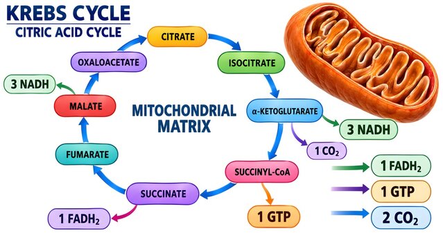 Krebs Cycle Citric Acid Cycle Biochemistry Infographic
