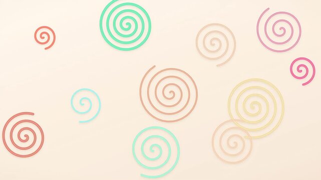 Abstract paper quilling coils rotating on cream background seamless looping craft animation for fashion beauty advertising