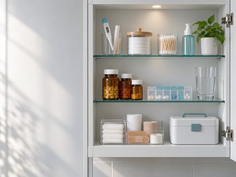 Structured Medicine Cabinet with Preventive Care, Daily Medication and First Aid