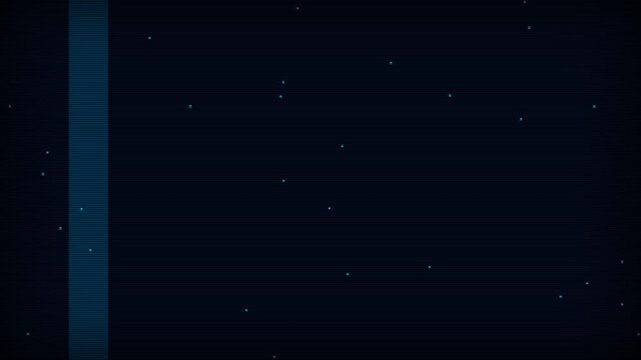 Retro digital glitch background with scanning lines and glowing pixels