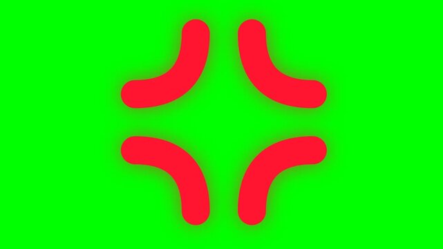 Red symbol representing anger against a green background. Motion graphics