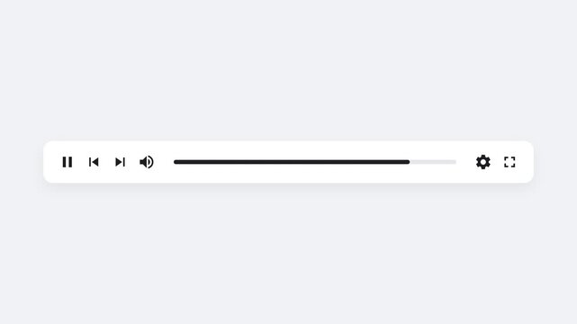 Digital media player interface with playback controls and progress bar.