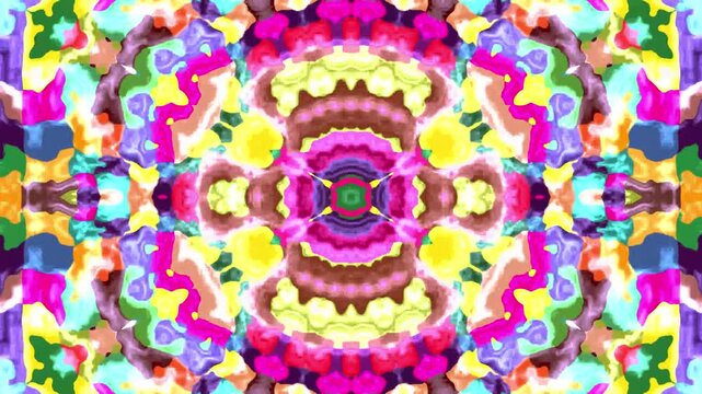 Vibrant ethnic abstract patterns swirl into a psychedelic kaleidoscope creating vivid motion and an artistic background for music festivals and event.