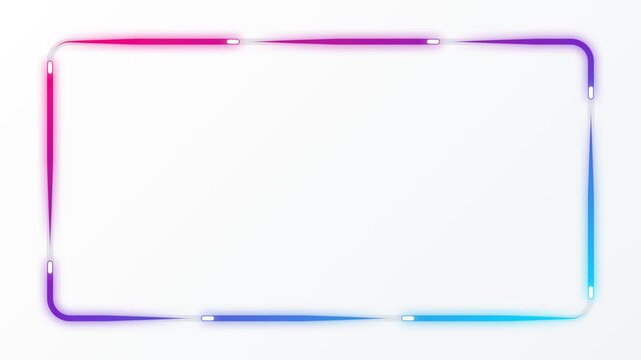 Neon border with vibrant pink and blue gradient on white background