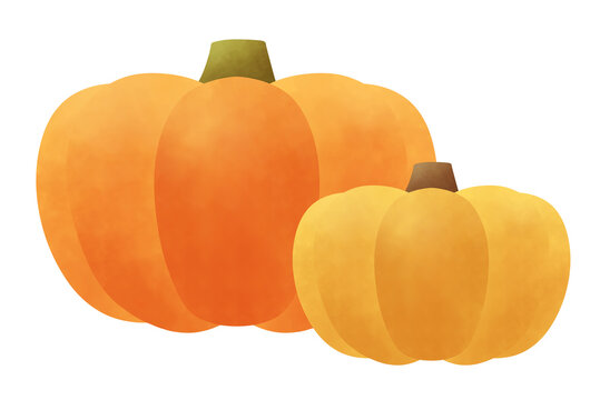 オレンジと黄色のハロウィンかぼちゃのセットイラスト