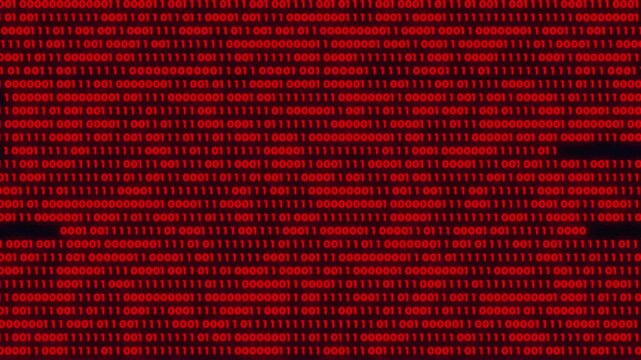 Red Binary Code Matrix Background Digital Data Streaming Animation 
