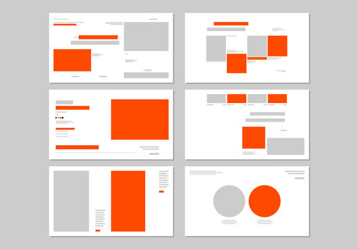 Modern Website Wireframe Set With Orange And Gray Layouts