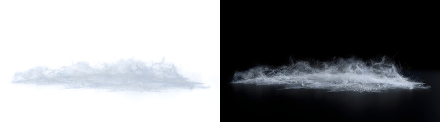 Fototapeta premium Frost drifting low over the ground with fine snow powder for winter designs in PNG, Transparent and Black Background Versions