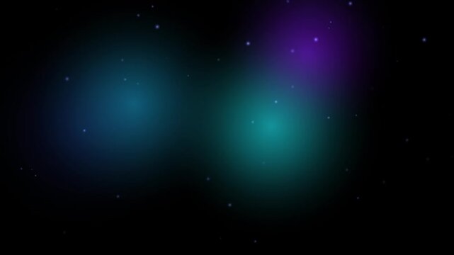 Abstract neon light particles floating in dark space background