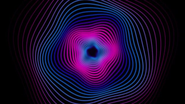 Neon abstract tunnel with pulsing blue and pink concentric circles