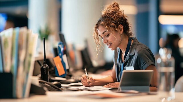 Airport Service Coordinator Taking Notes for Guest Support Workflow