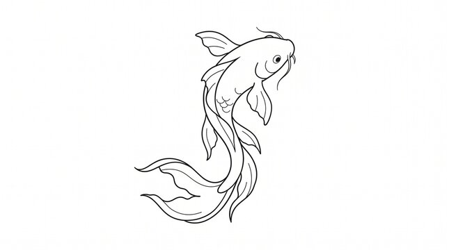 vector illustration of a sketch of a koi carp