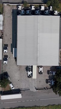 Commercial Truck Fleet Parked at Transportation Facility in Lombardy Italy