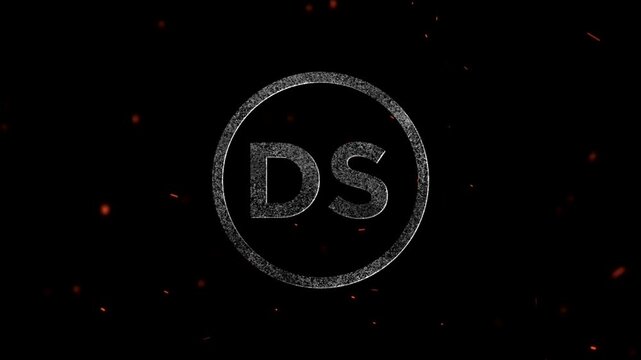The letters DS inscribed within a glowing circular particle design element