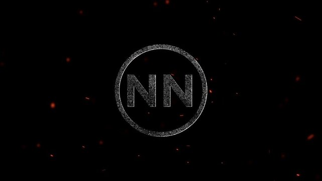 Abstract artistic logo design featuring the letters NN inside a textured circular frame with glowing particles
