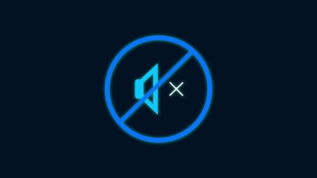Mute speaker animation displays a sound restriction symbol on dark. Audio cancellation settings adjust through active mute speaker animation. Volume control suites use speaker.