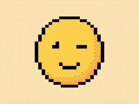 Pixel Smiley Icon for Digital Reaction Design