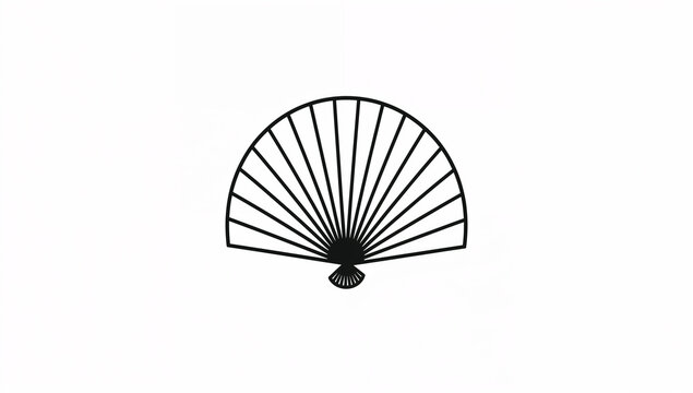 丸いうちわのシンプルな線画アイコン