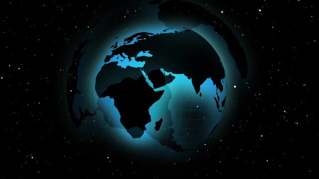Earth globe animation rotates within an active coordinate grid. International aerospace navigation coordinates guide Earth globe animation. Satellite stations use globe.