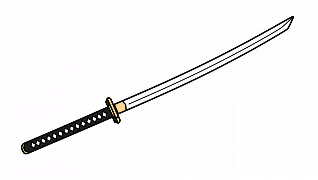 日本刀のシンプルな線画アイコン