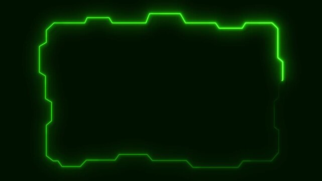 HUD frame animation highlights tactical user interface borders. Cybernetic surveillance command consoles shape this HUD frame animation. High tech control rooms use frame.