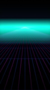 Synthwave 3D grid perspective moving forward seamless loop background