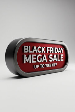 Black friday mega sale sign with discount on grey background