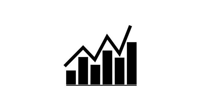 Minimalist bar chart and line graph animation showing financial growth and market data analysis for business presentation