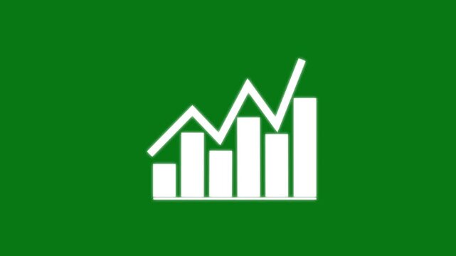 Minimalist bar chart and line graph animation showing financial growth and market data analysis for business presentation