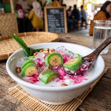 Indonesian Es Pisang Ijo Makassar Green Banana Dessert