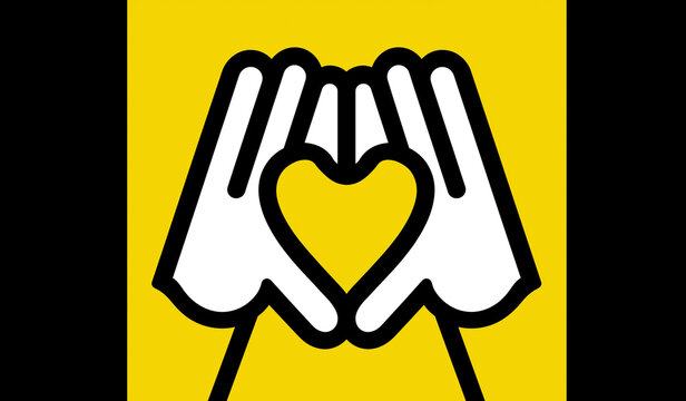 Hands forming a heart shape performing love gesture in graphic style