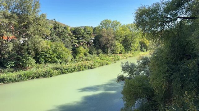 Casalecchio di Reno, Reno River, Bologna, Emilia-Romagna, Italy, river, river landscape, nature, landscape, green hills, riverside, riverbank, water, Italian landscape, vegetation, trees, countryside,