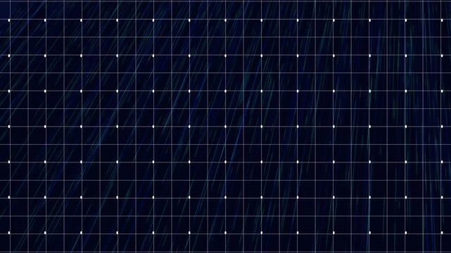 Grid lines animation streaks with dynamic electronic data paths. High speed computer telecommunication routes along grid lines animation. Modern technology displays use lines.