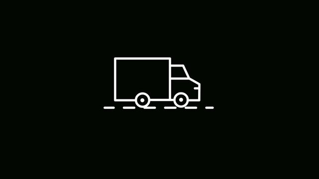 Moving to a new house line icon. White colour line icon animation We're moving on  black background. Video. 4k Resolution.
