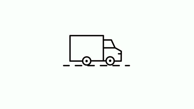 Moving to a new house line icon. Black colour line icon animation We're moving on white background. Video. 4k Resolution.