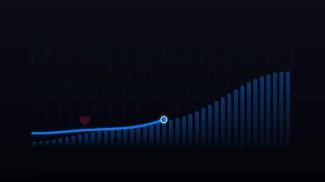 Digital Growth Chart Showing Financial ROI and Data Performance Analytics