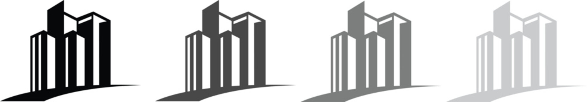 Set of corporate building logo icons with shadow