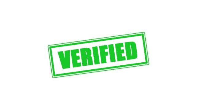 Green verified stamp on white background, digital graphic