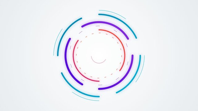Abstract circular geometric design with vibrant colorful lines on a clean background