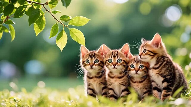 Three striped kittens sitting together