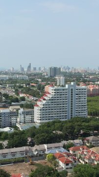 Overhead view of a large tropical city. Bird's-eye view of Pattaya.
