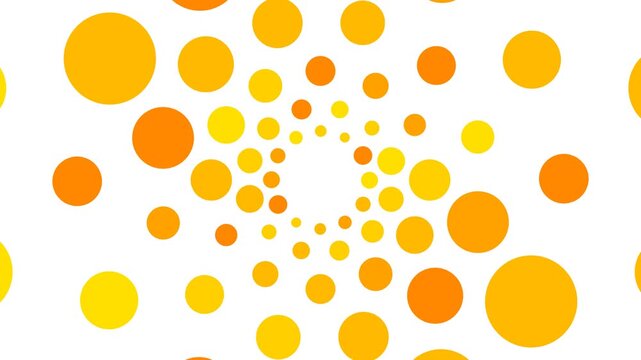 Abstract rotating yellow and orange circles spiral background with zoom effect