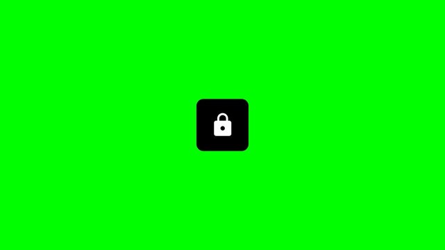 Cyber security padlock grid on bright green screen background
