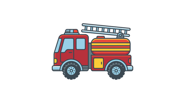 Cartoon Style Fire Truck Vehicle Illustration for Kids